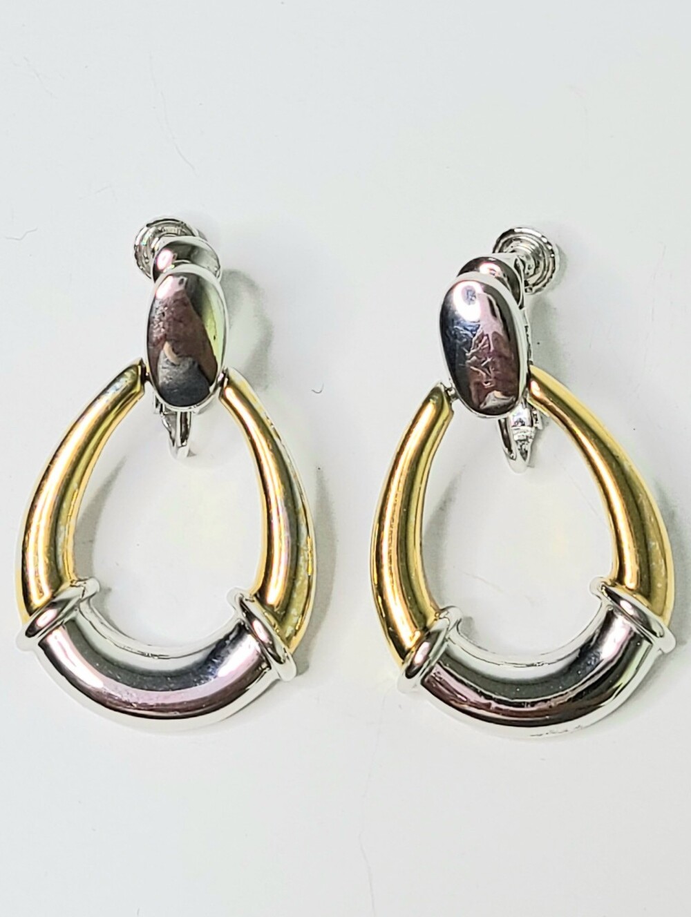 Napier Two-Tone Post Oval Vintage Earrings